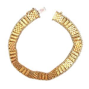 Vintage Imperial 14k Yellow Gold Woven Pattern Chain Link Bracelet 7.5"